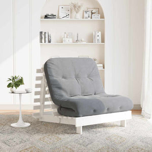 Futon Schlafsofa Weiß Kiefer Massivholz 90x206 cm