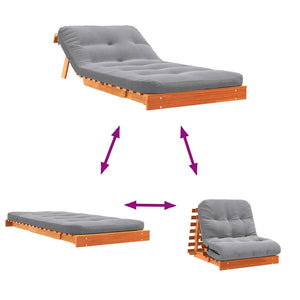 Futon Schlafsofa Braun Kiefer 90x206