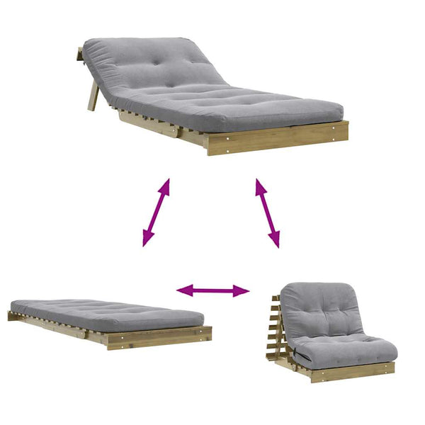 Futon Schlafsofa Kiefer 90x206 cm mit Matratze