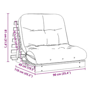 Futon Schlafsofa Kiefer 90x206 cm mit Matratze