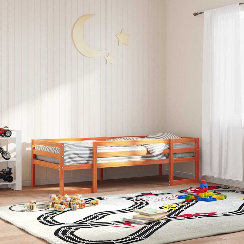 Kinderbett 90x200 cm Kiefer Massivholz Wachsbraun