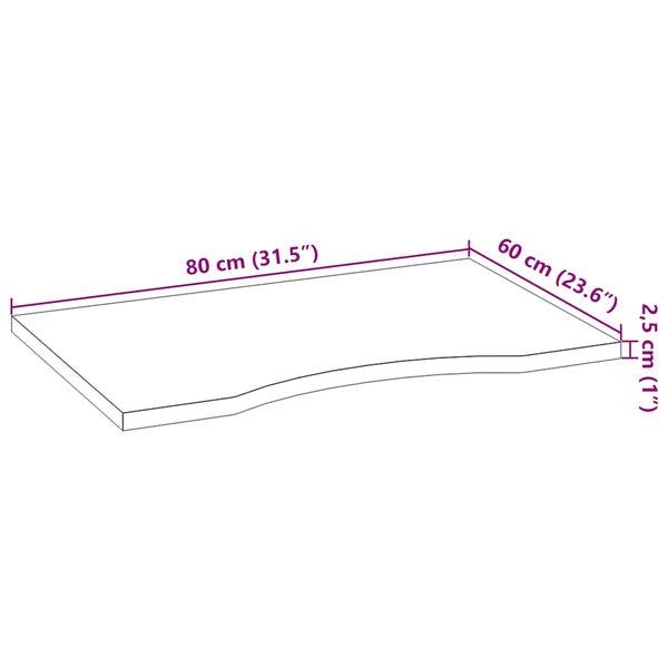 Eiche Schreibtischplatte Massivholz 80x60 cm