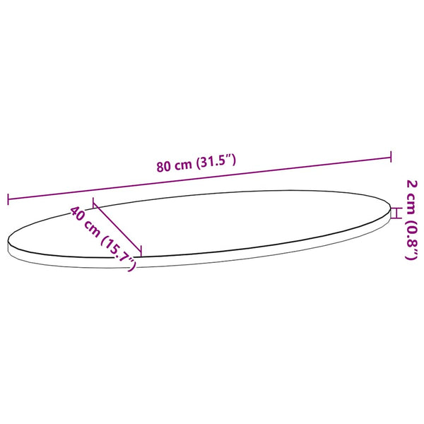 Tischplatte Eiche Oval 80x40 cm Massivholz