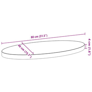 Massivholz Tischplatte Eiche Oval 80x40 cm