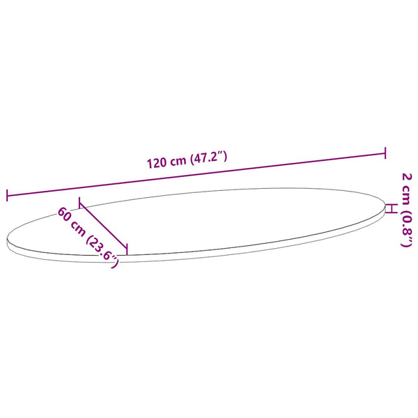 Eiche Tischplatte Hellbraun Oval 120x60 cm