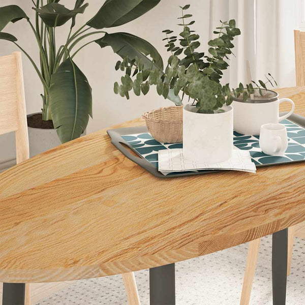Tischplatte Massivholz Eiche Oval Hellbraun 140x60