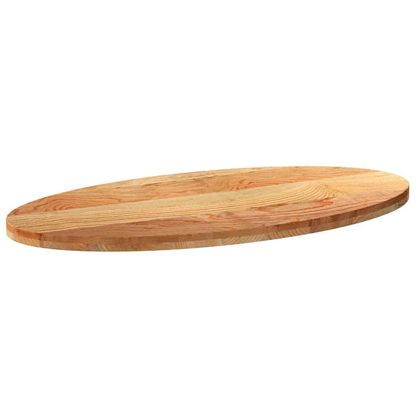 Tischplatte Massivholz Eiche Oval Hellbraun 120x60