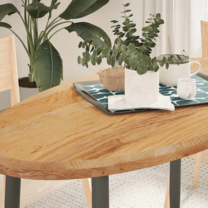 Tischplatte Massivholz Eiche Oval Hellbraun 120x60