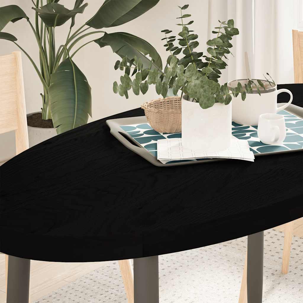 Tischplatte Dunkelbraun Oval 120x60 cm Eiche Massivholz