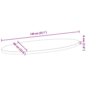Dunkelbraune Tischplatte Oval 140x60 cm Eiche Massivholz