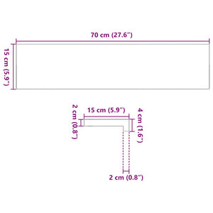Eiche Fensterbänke 70x15 cm, 2er Set