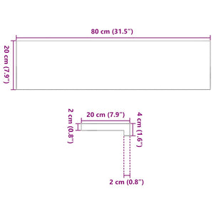 Eiche Fensterbänke 80x20cm, 2er Set