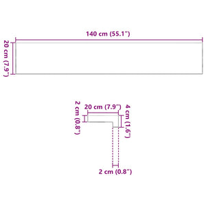 Eiche Fensterbänke, 140 cm, 2er Set