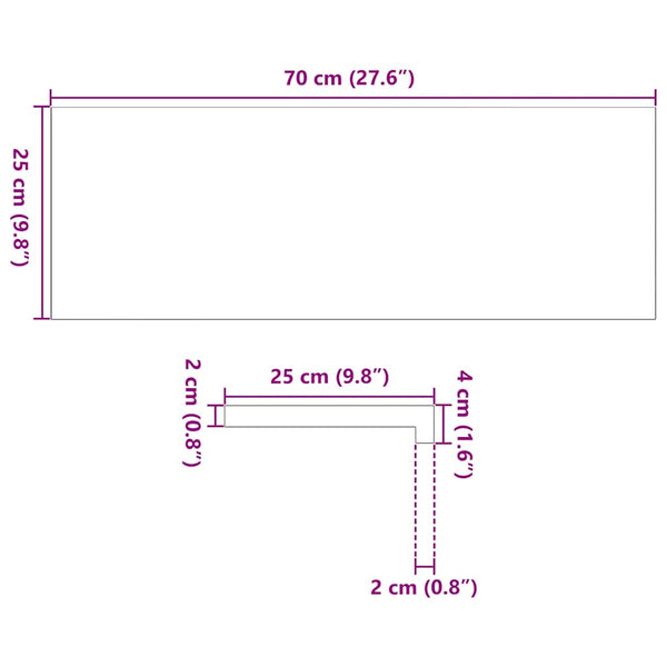 Eiche Fensterbänke 70x25cm, 2er Set