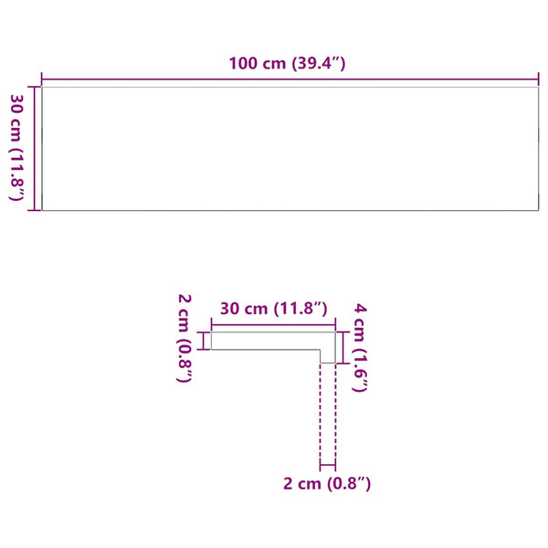 Eiche Fensterbänke 100x30cm, 2er Set