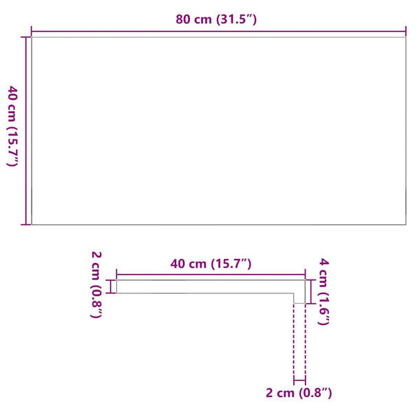 Eiche Fensterbänke, 80x40cm, 2er Set