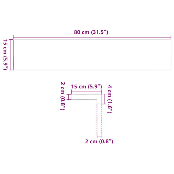 Dunkelbraune Fensterbänke, 80x15 cm, 2er Set