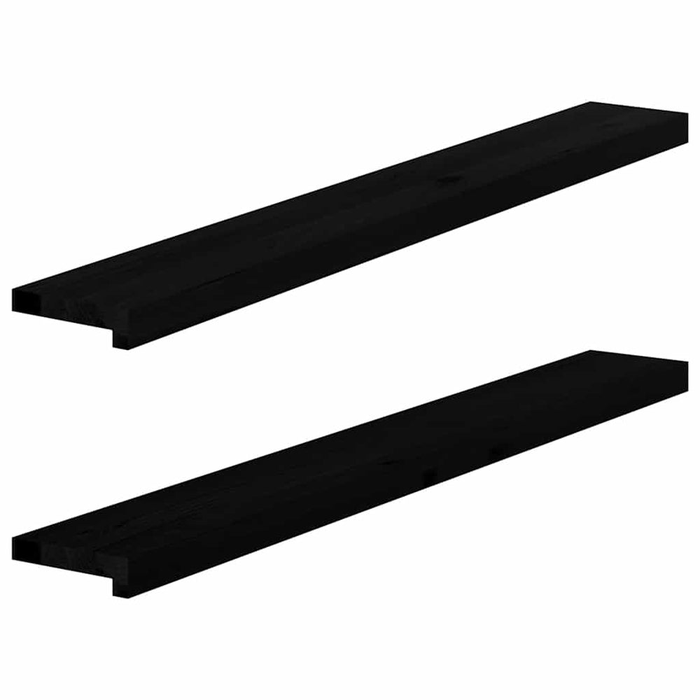 Dunkelbraune Fensterbänke, 120 cm, Eiche Massivholz, 2er-Set