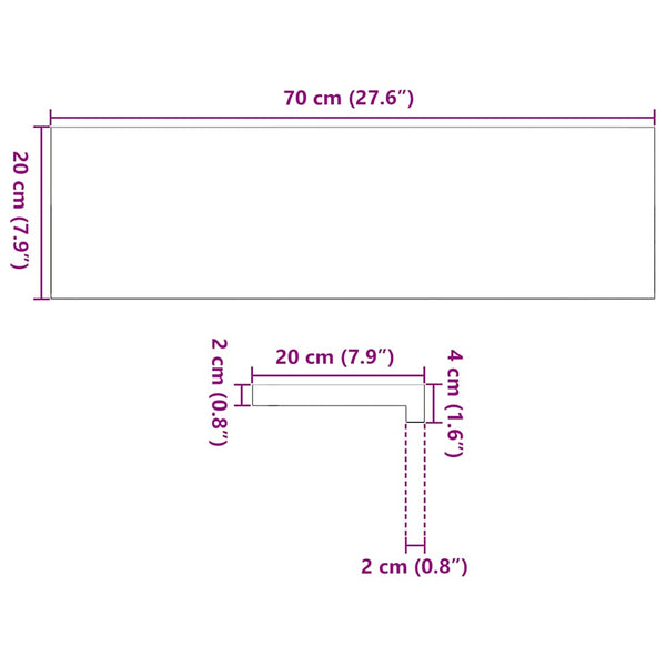 Eiche Fensterbänke Dunkelbraun 70x20cm 2er Set