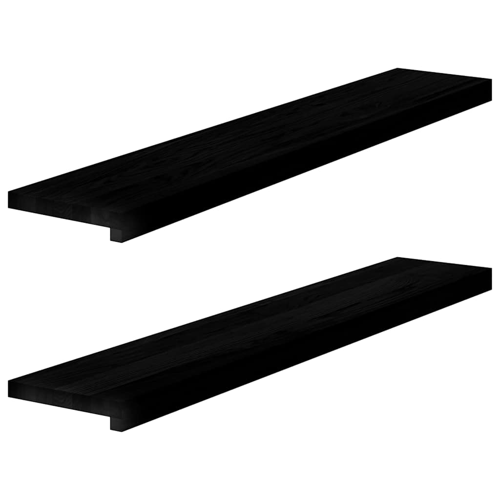 Dunkelbraune Fensterbänke, 110 cm, Eiche Massivholz, 2er-Set