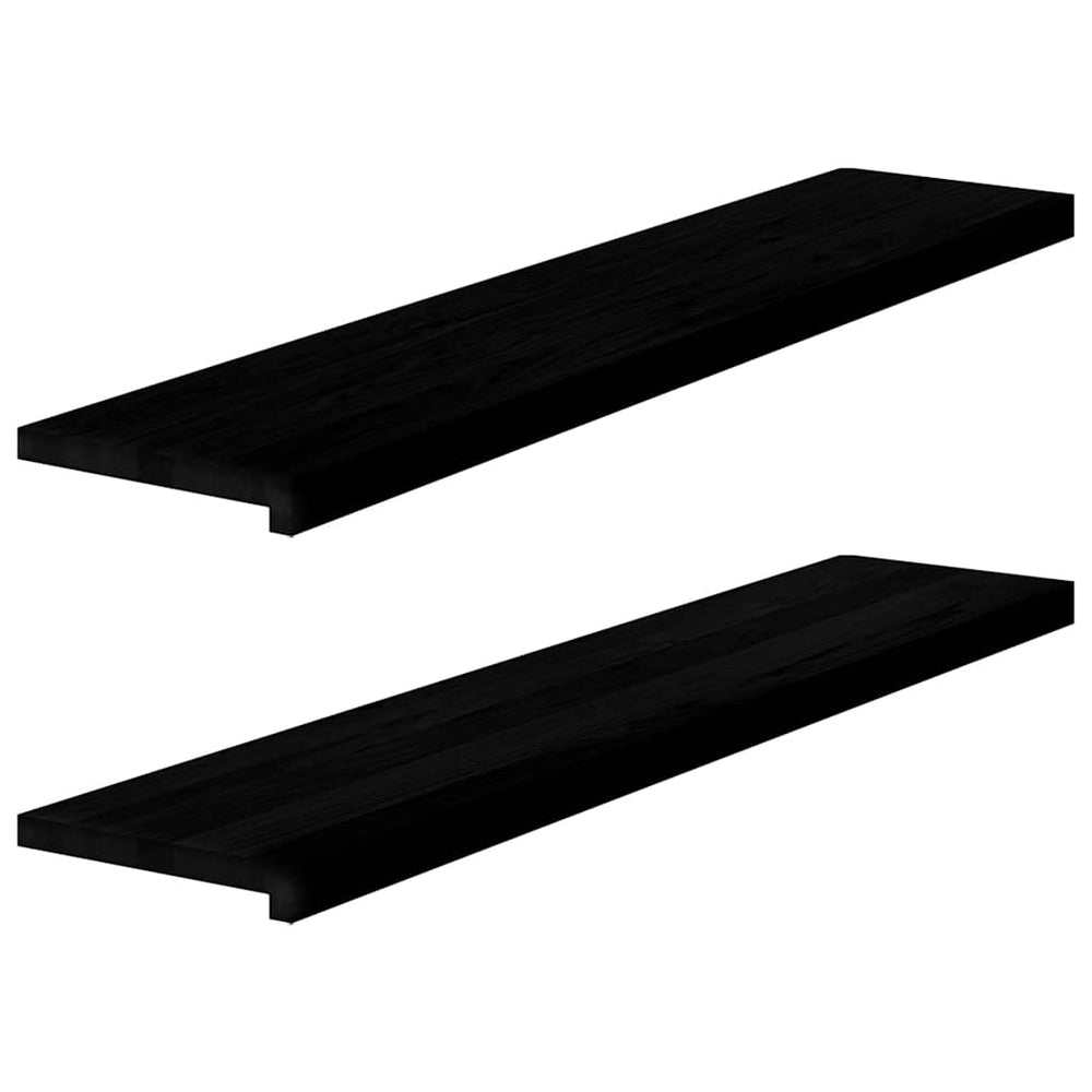 Dunkelbraune Fensterbänke, 120 cm, Eiche Massivholz, 2er-Set