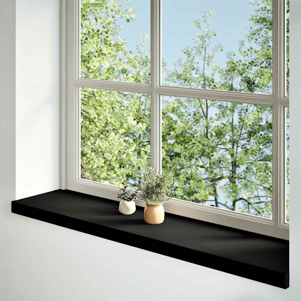 Dunkelbraune Fensterbänke, 120 cm, Eiche Massivholz, 2er-Set