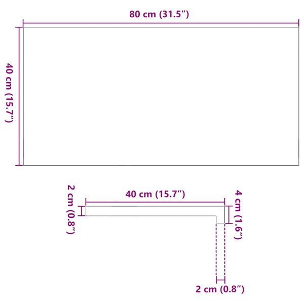 Eichen Fensterbänke Dunkelbraun 80x40cm 2er Set