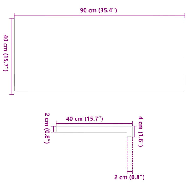 Eiche Fensterbänke Dunkelbraun 90x40cm 2er Set