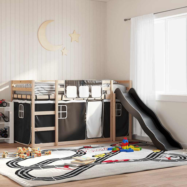 Etagenbett mit Rutsche und Vorhängen 90x190 cm