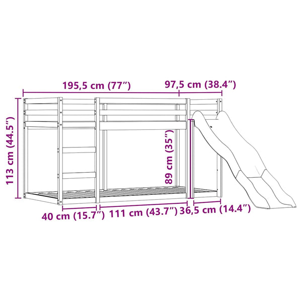 Etagenbett mit Rutsche Rosa 90x190 cm