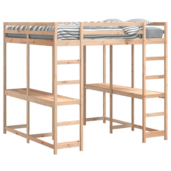 Hochbett 160x200 cm mit Schreibtisch Kiefer Massivholz