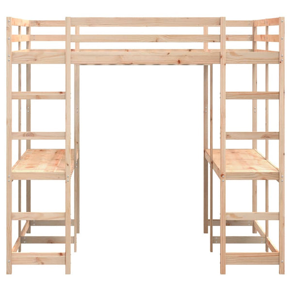 Hochbett 160x200 cm mit Schreibtisch Kiefer Massivholz