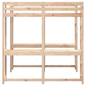 Hochbett 160x200 cm mit Schreibtisch Kiefer Massivholz