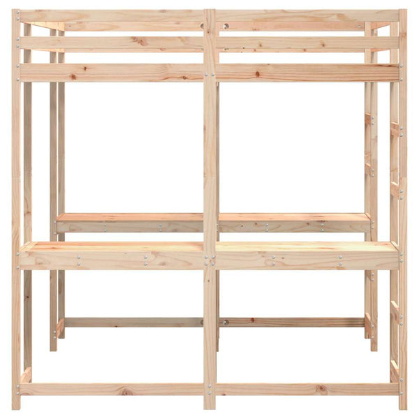 Hochbett 160x200 cm mit Schreibtisch Kiefer Massivholz