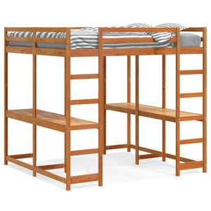 Hochbett mit Schreibtisch Braun 160x200 cm