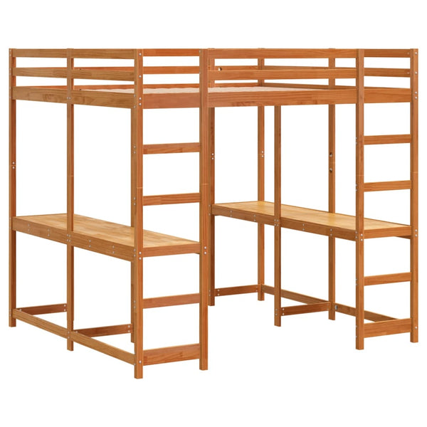 Hochbett mit Schreibtisch Braun 160x200 cm