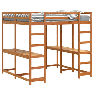 Hochbett mit Schreibtisch Braun 160x200 cm