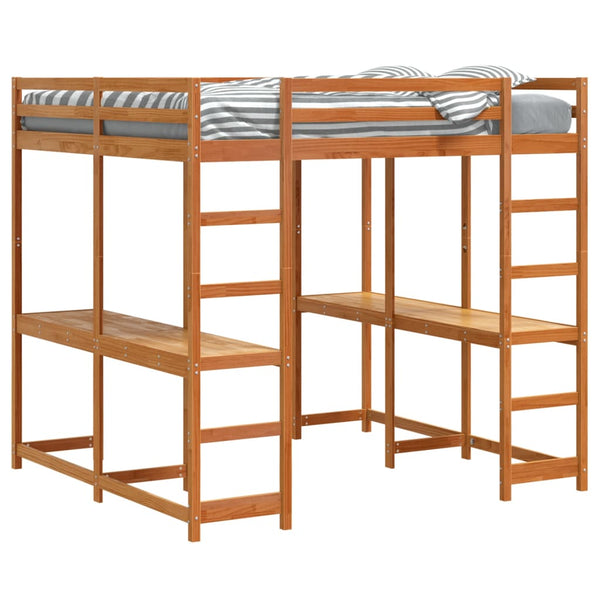 Hochbett mit Schreibtisch Braun 160x200 cm