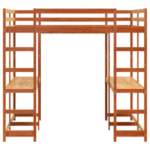 Hochbett mit Schreibtisch Braun 160x200 cm