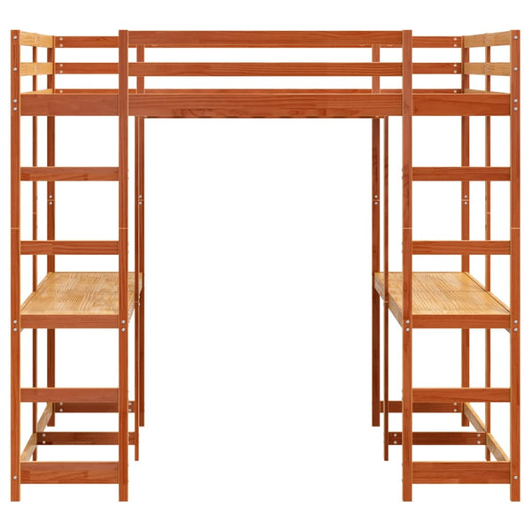 Hochbett mit Schreibtisch Braun 160x200 cm