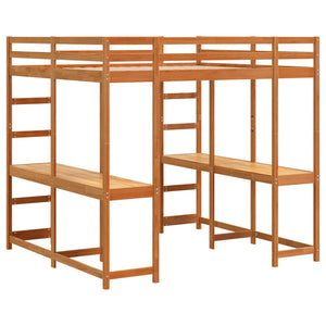 Hochbett mit Schreibtisch Braun 160x200 cm