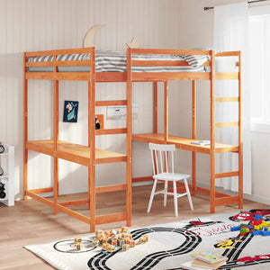 Hochbett mit Schreibtisch Braun 160x200 cm