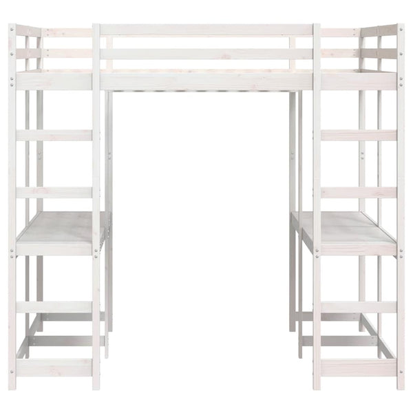 Hochbett mit Schreibtisch Weiß 140x200 cm