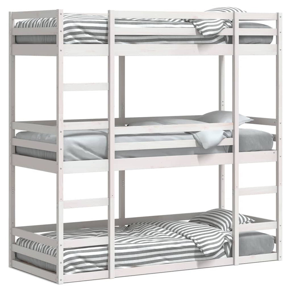Dreifach Etagenbett Kiefer 80x200 cm Weiß