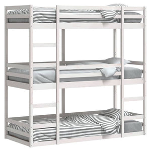 Dreifach Etagenbett Kiefer 80x200 cm Weiß