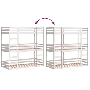 Dreifach Etagenbett Kiefer 80x200 cm Weiß