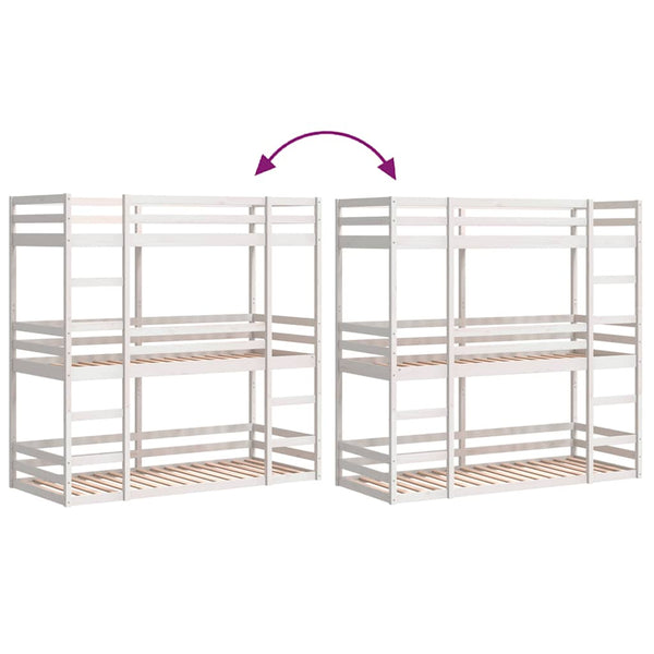 Dreifach Etagenbett Kiefer 80x200 cm Weiß
