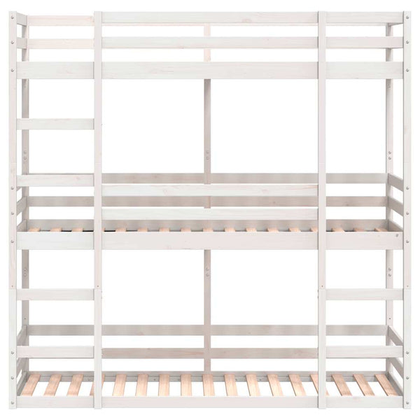 Dreifach Etagenbett 90x200 cm Kiefer Massivholz Weiß