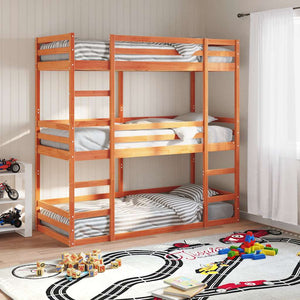 Dreifach Etagenbett 90x200 cm Kiefer Massivholz