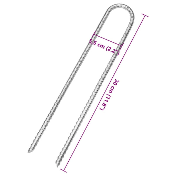 Zeltheringe U-Form, Verzinkter Stahl, 30cm, 12er Set